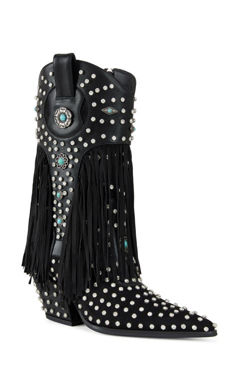 Greyson Fringe & Stud Cowboy Boot (Women)
