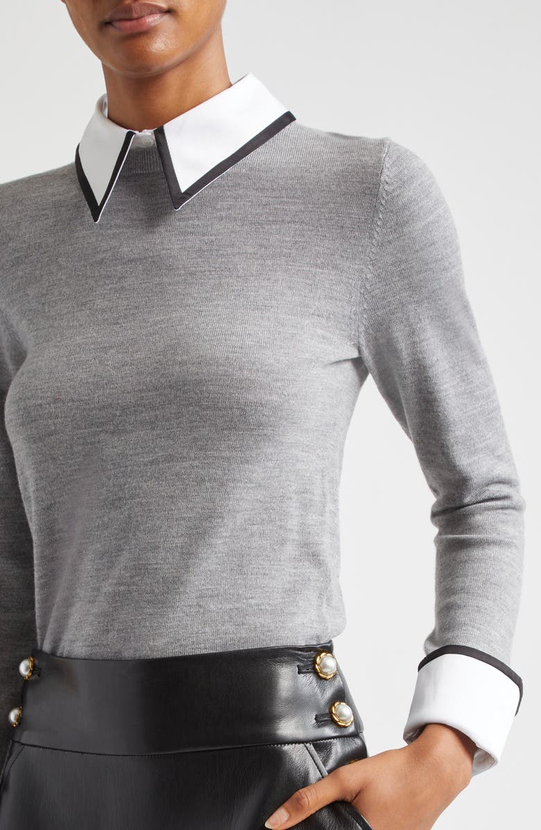 Alice + Olivia Porla Collared Wool Sweater, Alternate, color, 