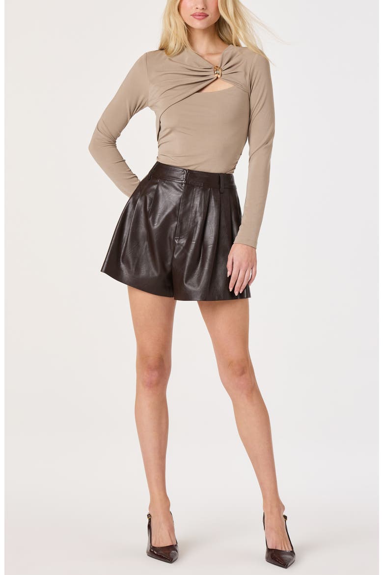 Shanetta Offset Cutout Knit Top, Alternate, color, TAUPE