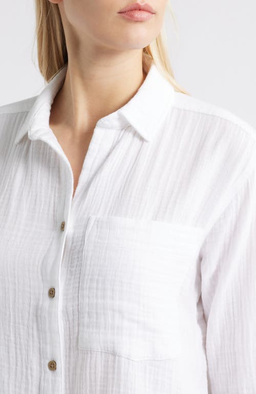 Beachlunchlounge Cameletta Cotton Gauze Button-up Shirt In White