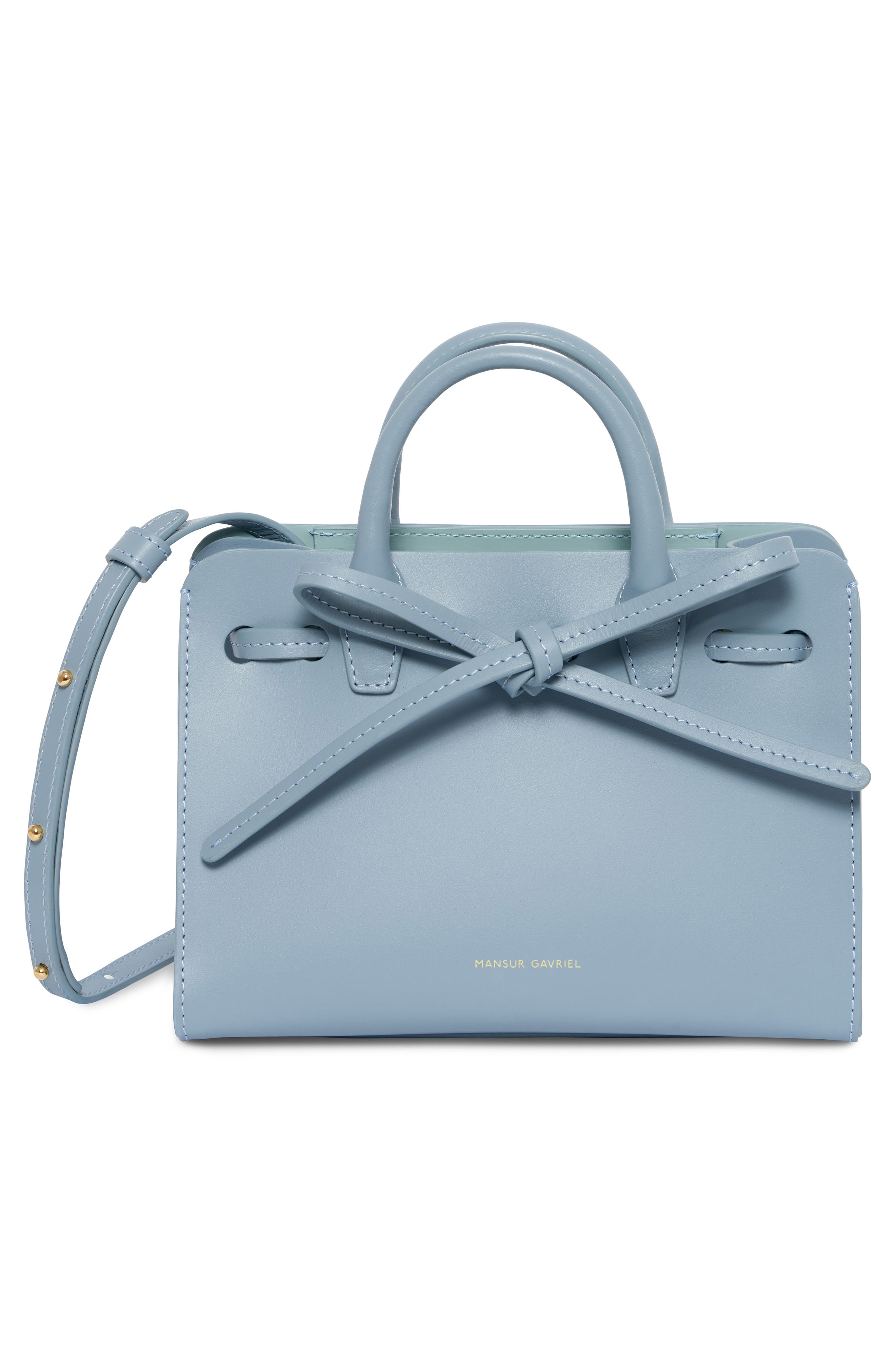 Mini Mini Sun Leather Bag, Alternate, color, GREY BLUE