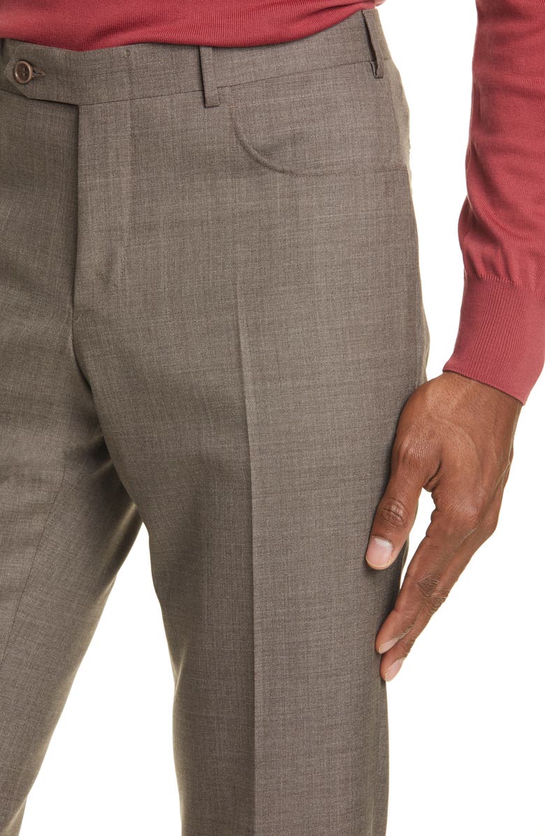 Canali Flat Front Wool Travel Dress Pants, Alternate, color,