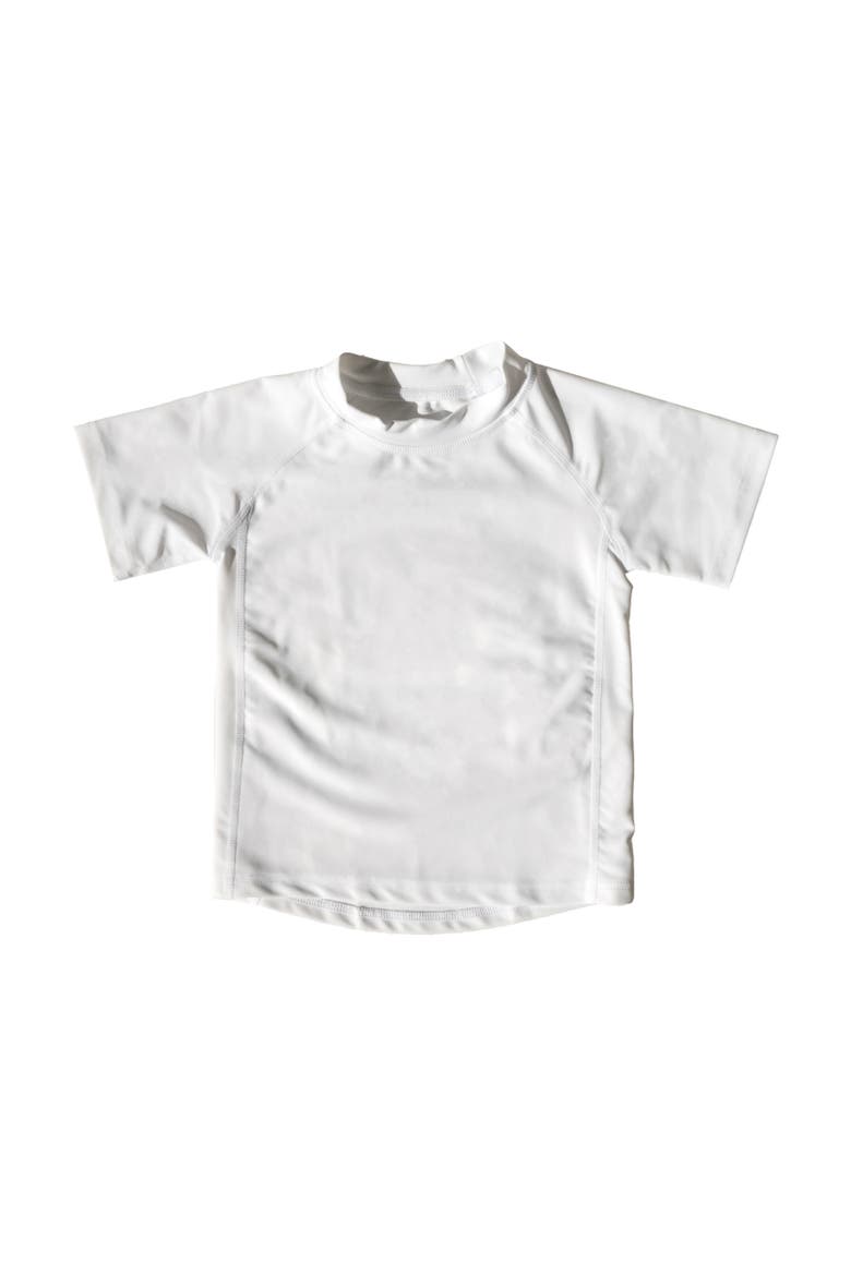 Kids Short Sleeve Rash Guard, UPF 50+ Swim Shirt, Alternate, color, WHITE