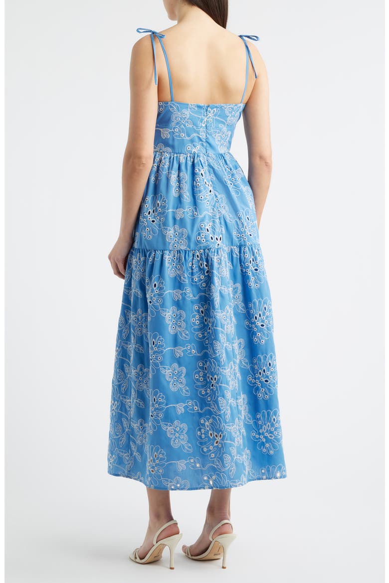 Cotton Blend Eyelet Midi Sundress, Alternate, color, BLUE MULTI