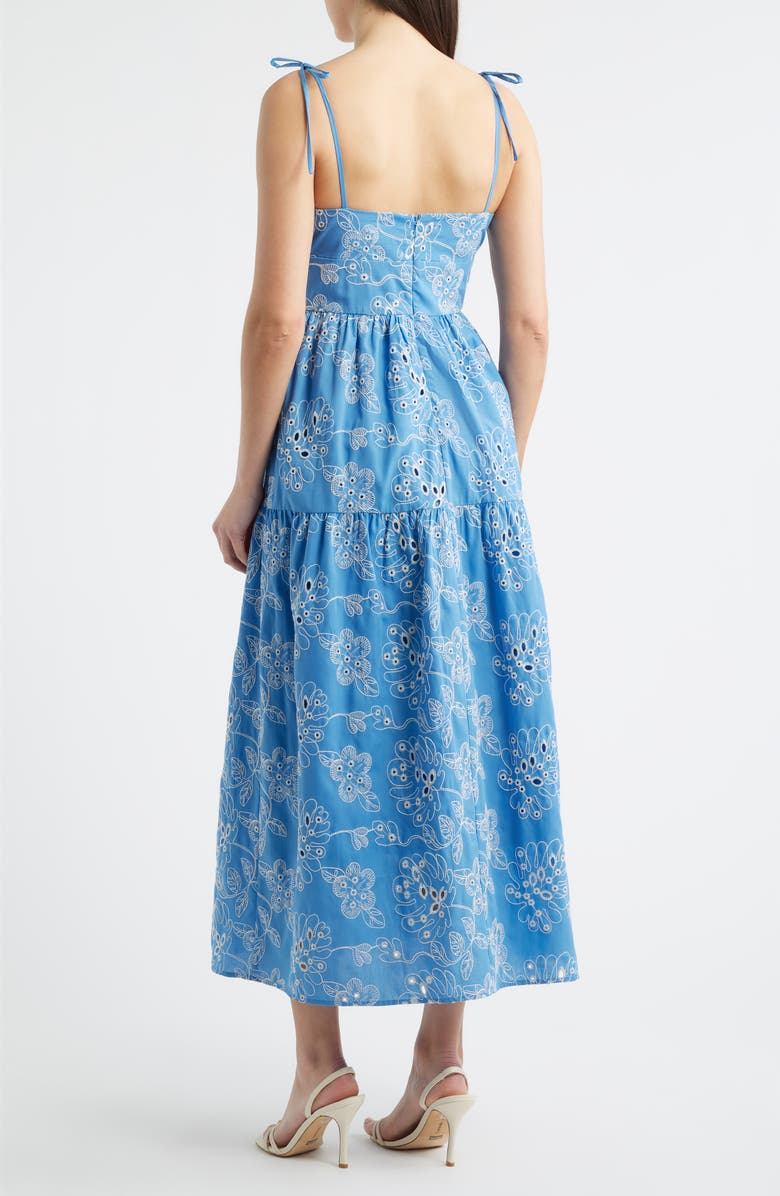 Julia Jordan Cotton Blend Eyelet Midi Sundress, Alternate, color, Blue Multi