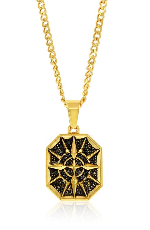 Men's Cubic Zirconia Compass Pendant Necklace