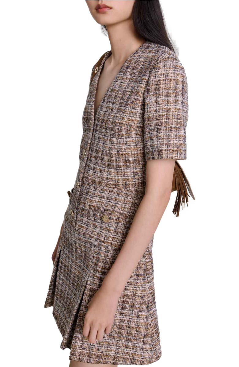 maje Short tweed dress, Alternate, color, 