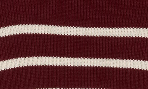 Blu Pepper Stripe Mock Neck Crop Sweater In Burgundy