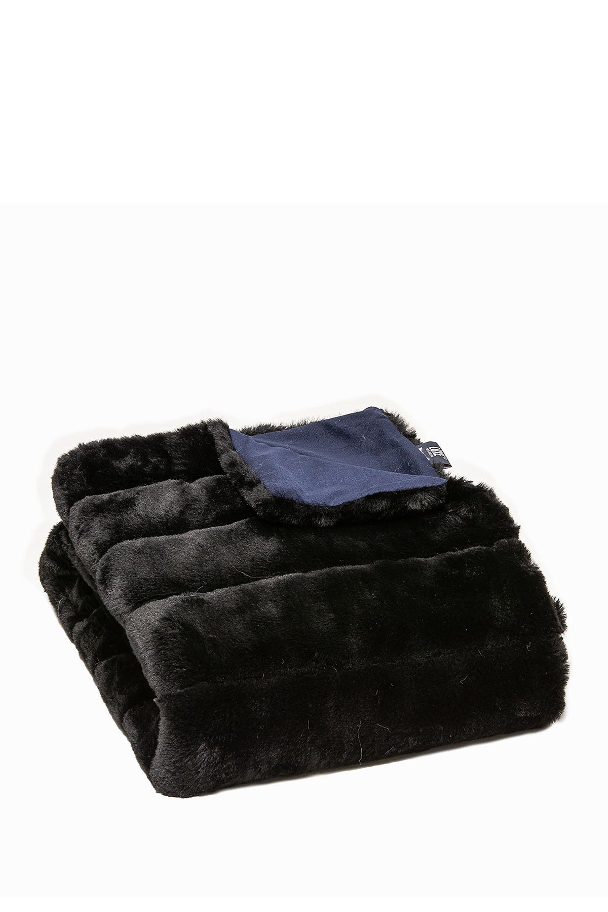 LUXE Faux Fur Throw - 50" x 60" - Black Jacquard
