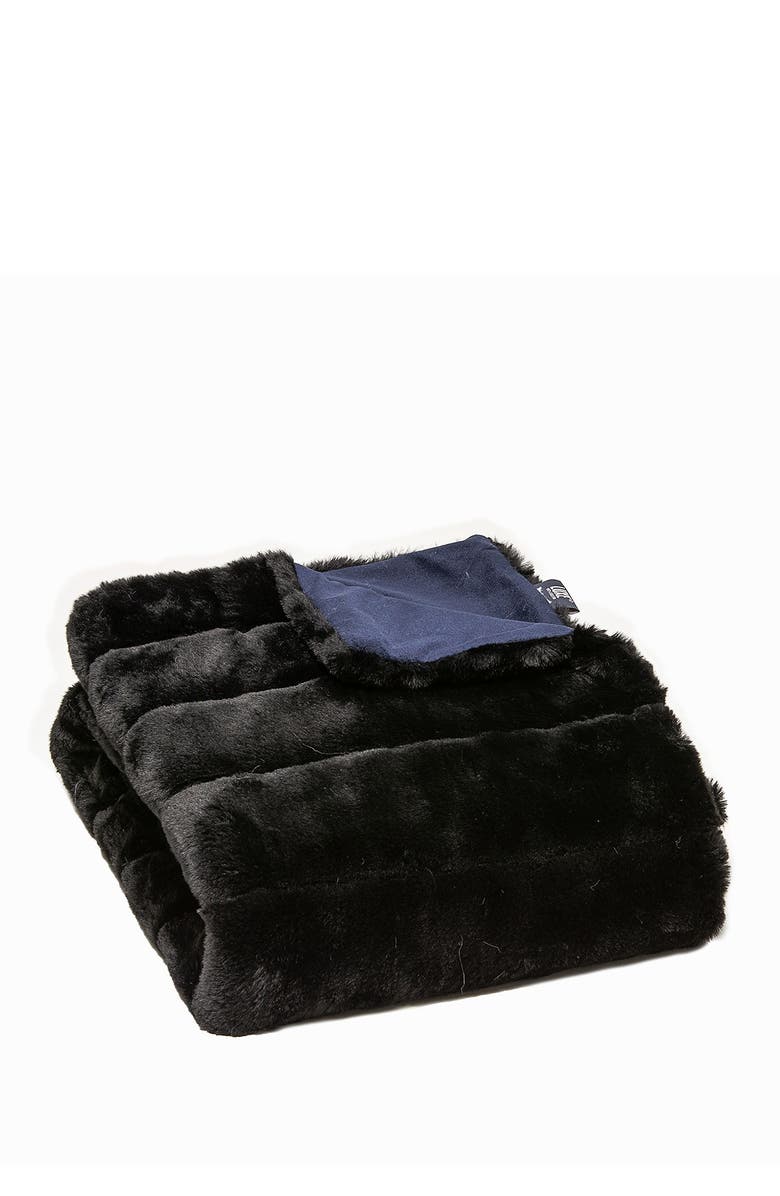 LUXE Faux Fur Throw - 50" x 60" - Black Jacquard, Main, color, Black Jacquard