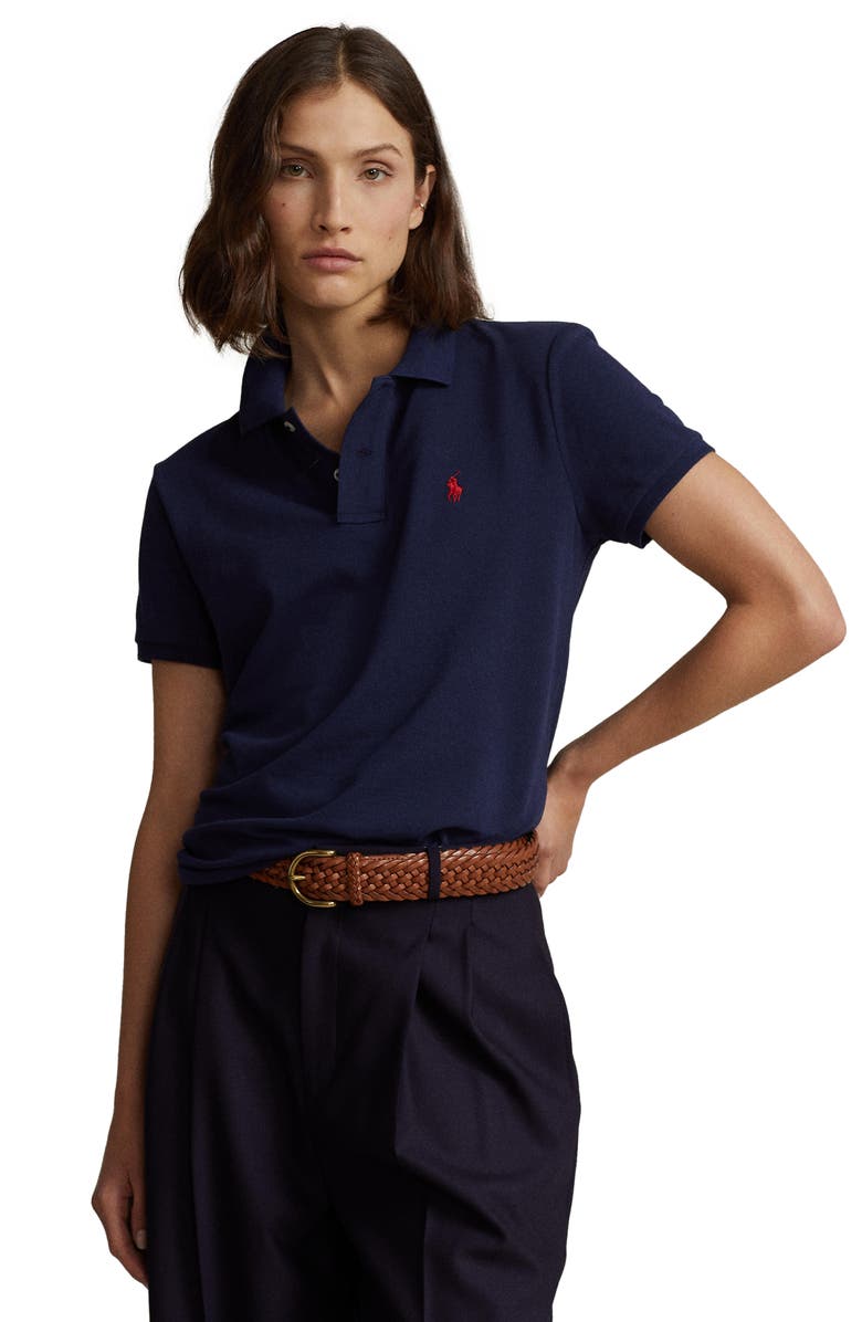 Polo Ralph Lauren Classic Fit Piqué Polo, Alternate, color, Newport Navy/ Red Pp