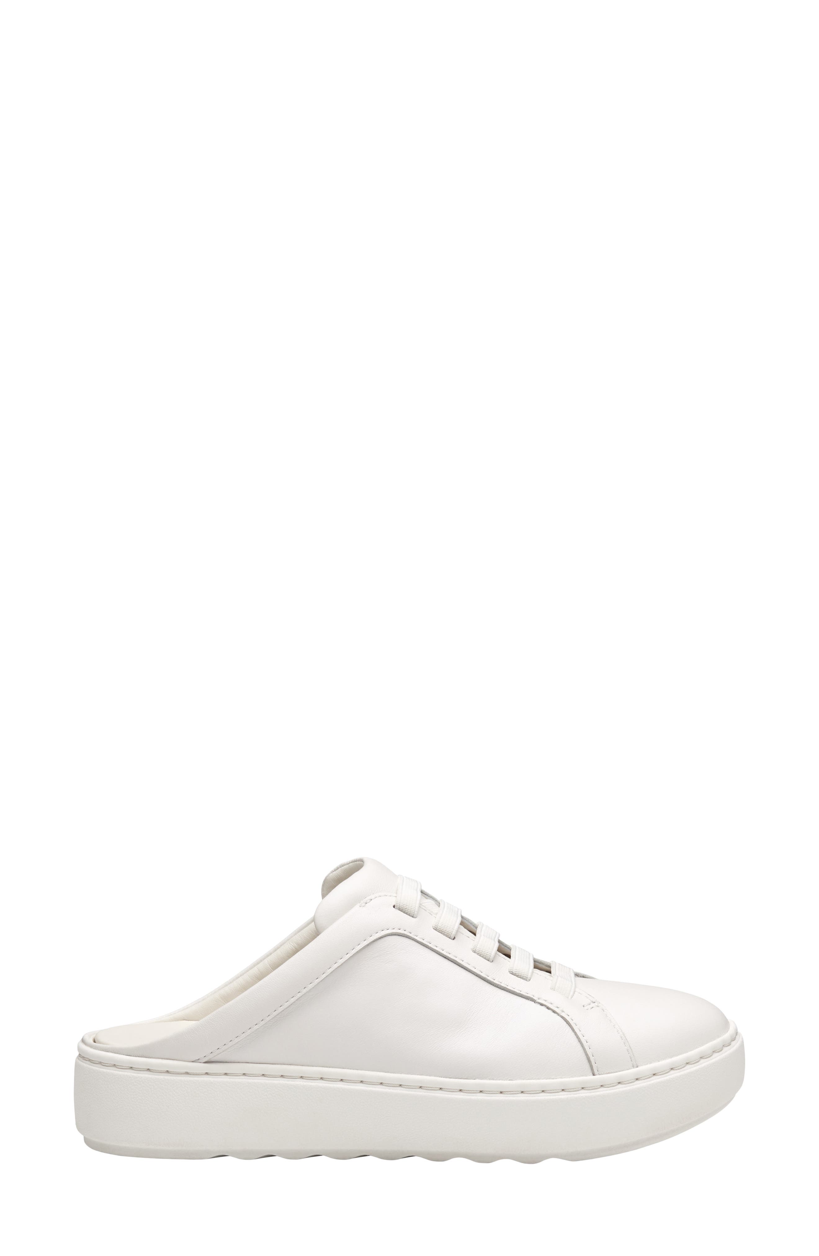 Johnston & Murphy Cammie Platform Sneaker Mule, Alternate, color, White Nappa Leather