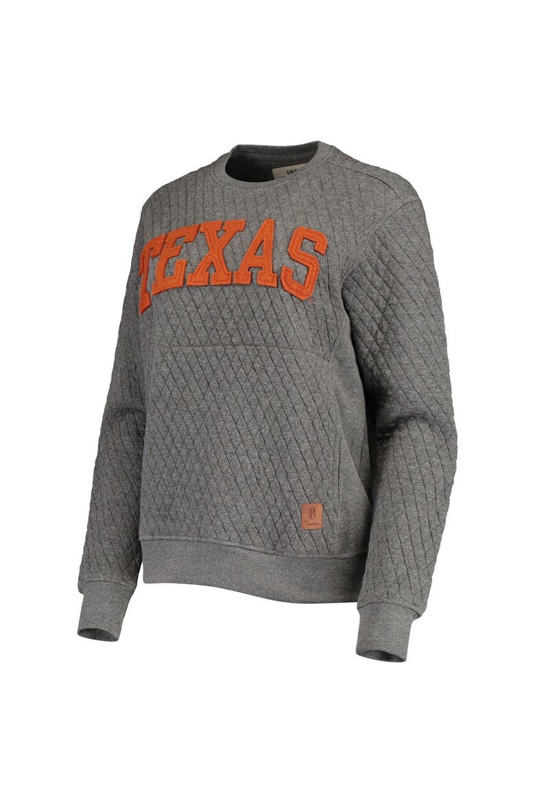 Women's Pressbox Heather Charcoal Texas Longhorns Moose Quilted Pullover Sweatshirt, Alternate, color, Heather Gray