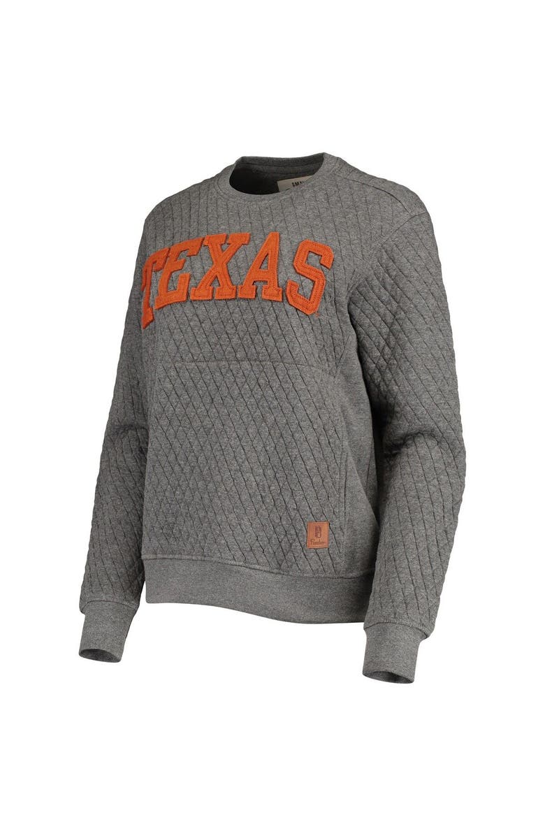 PRESSBOX Women's Pressbox Heather Charcoal Texas Longhorns Moose Quilted Pullover Sweatshirt, Alternate, color, Heather Gray