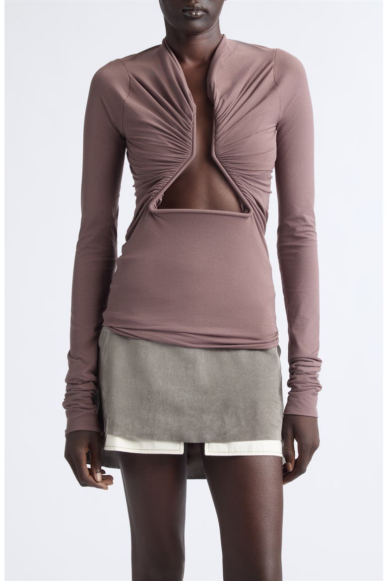 Prong Cutout Long Sleeve Top, Main, color, GRAPE