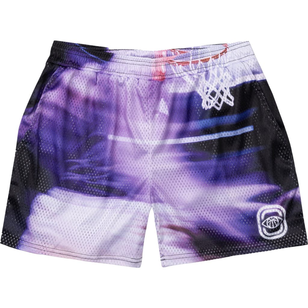 Overtime Motion Blur Mesh Shorts In Blue