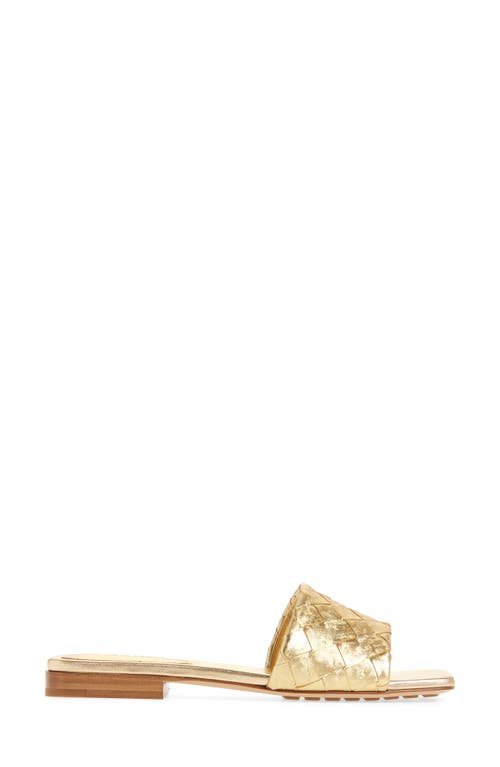Bottega Veneta Parco Intrecciato Slide Sandal In Gold