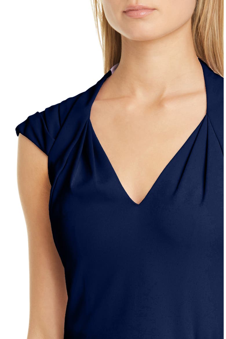 Odessa Pleat Cocktail Dress, Alternate, color, NAVY