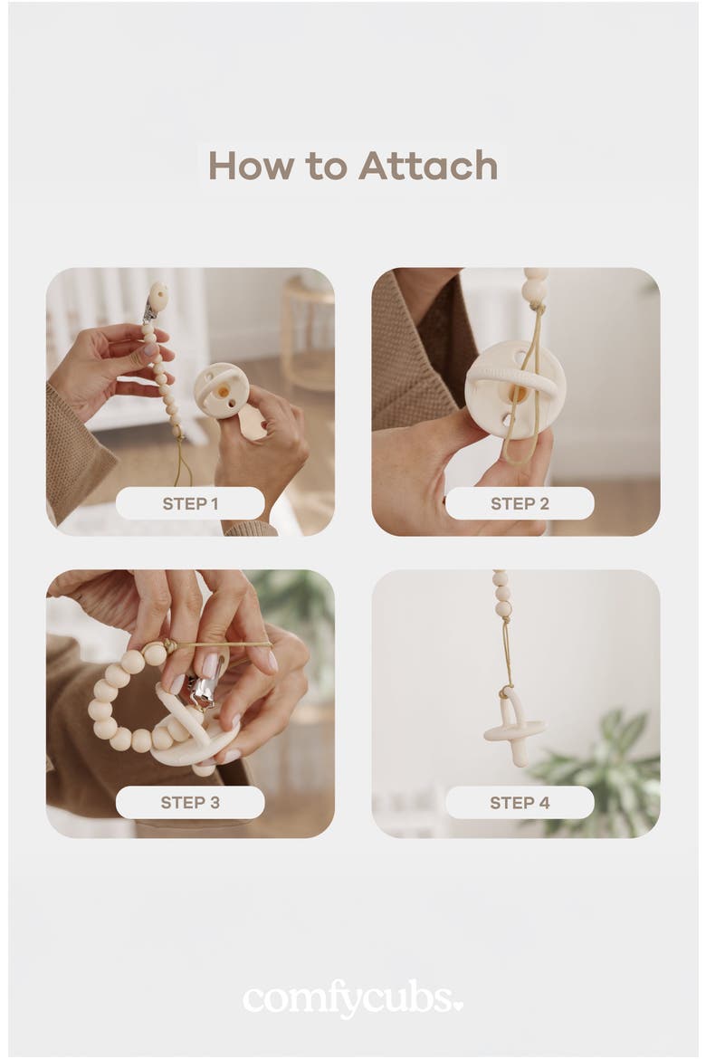 Pacifier Clips, 2 Pack, Alternate, color, Beige, Light Beige & White