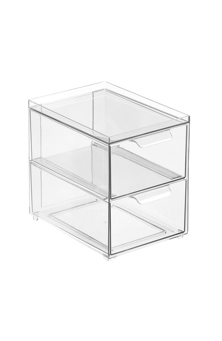 mDesign 2-Drawer Stackable Organizer - Clear, Main, color, Clear