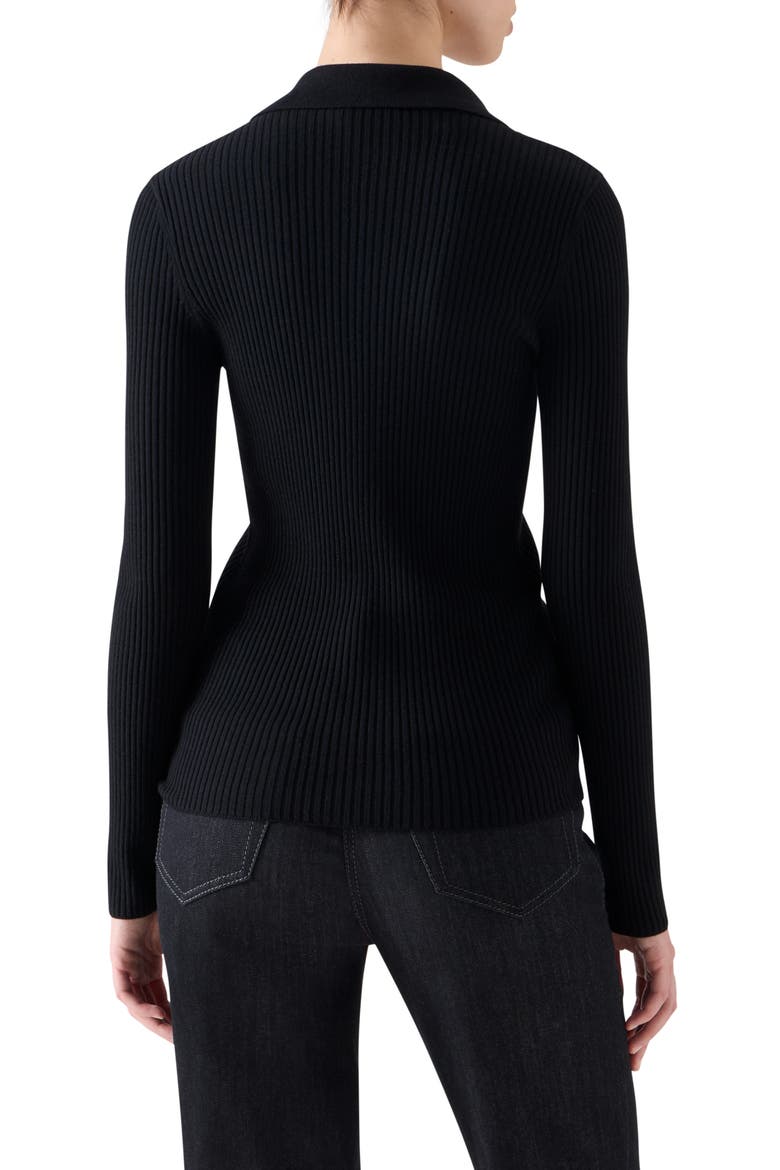 Fitted Virgin Merino Wool Rib Cardigan, Alternate, color, BLACK