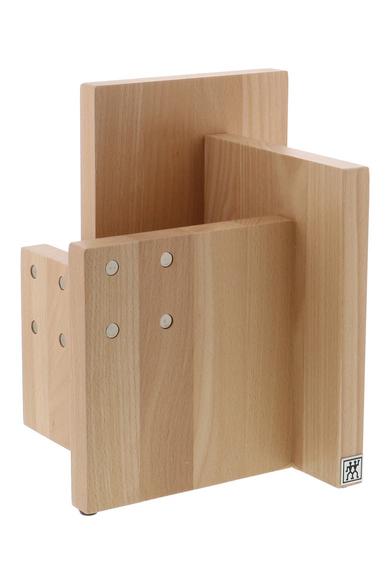 Italian Square Magnetic Beechwood Knife Block, Main, color, NATURAL BEECHWOOD