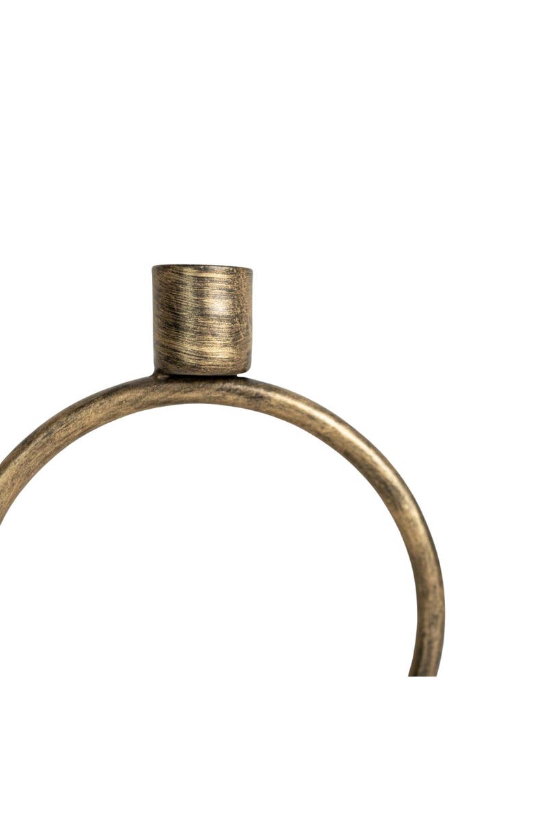 Foreside Home and Garden Brass Round Sculpture Taper Candle Holder Metal, Alternate, color, Gold