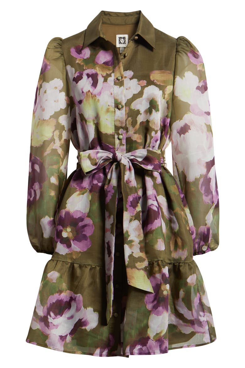 Tiered Chiffon Shirt Dress, Alternate, color, IVY MULTI