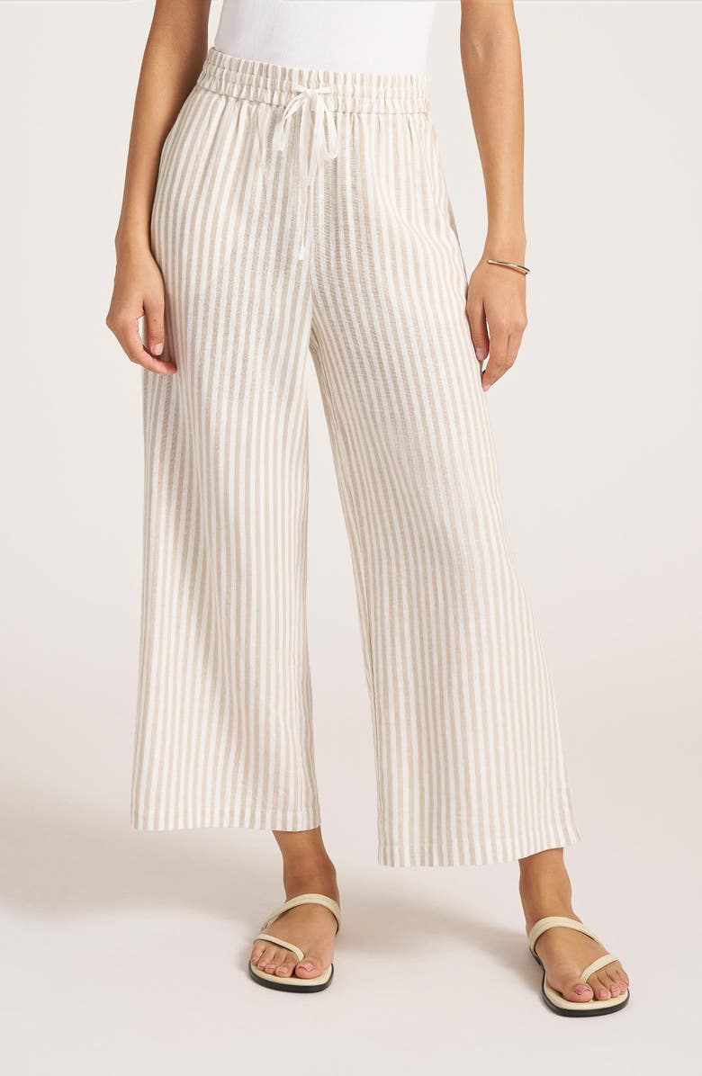 matty m. Beverly Relaxed Stripe Linen Blend Drawstring Pants, Main, color, 