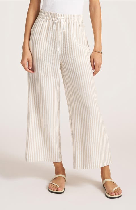 Beverly Relaxed Stripe Linen Blend Drawstring Pants