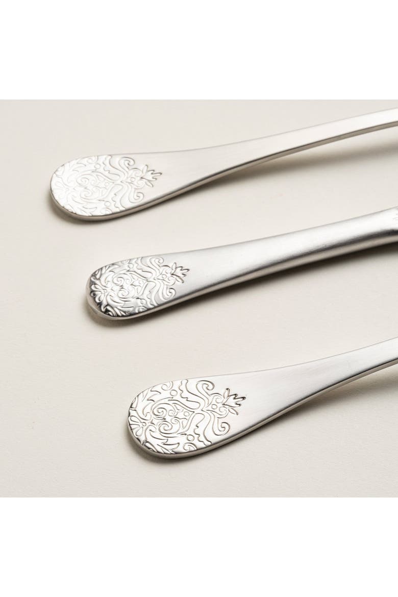 Dume Patterned Stainless Steel Dessert Fork Set of 4, Alternate, color, Silver