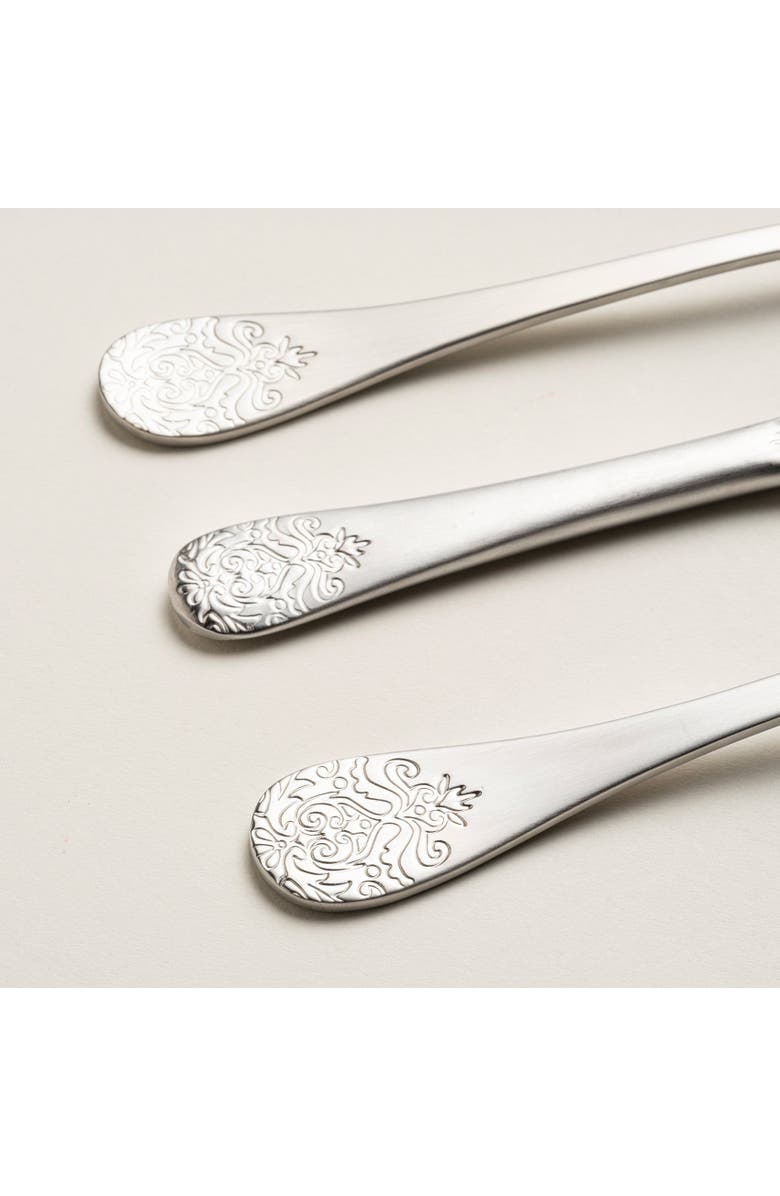 Zsa Zsa Zsu Dume Patterned Steel Dessert Fork Set Of 4, Alternate, color, Silver