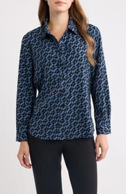 AK ANNE KLEIN Printed Clean Front Shirt