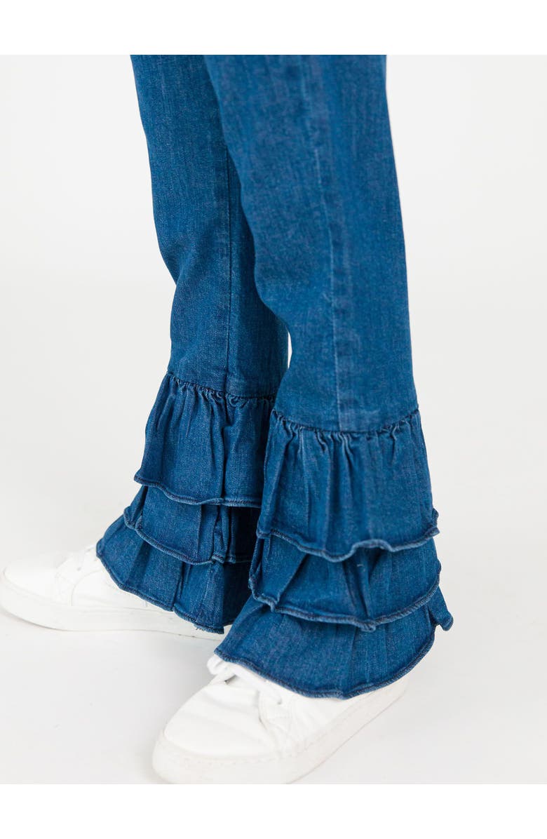 RuffleButts Girls Denim Flare Pants, Alternate, color, Medium Wash