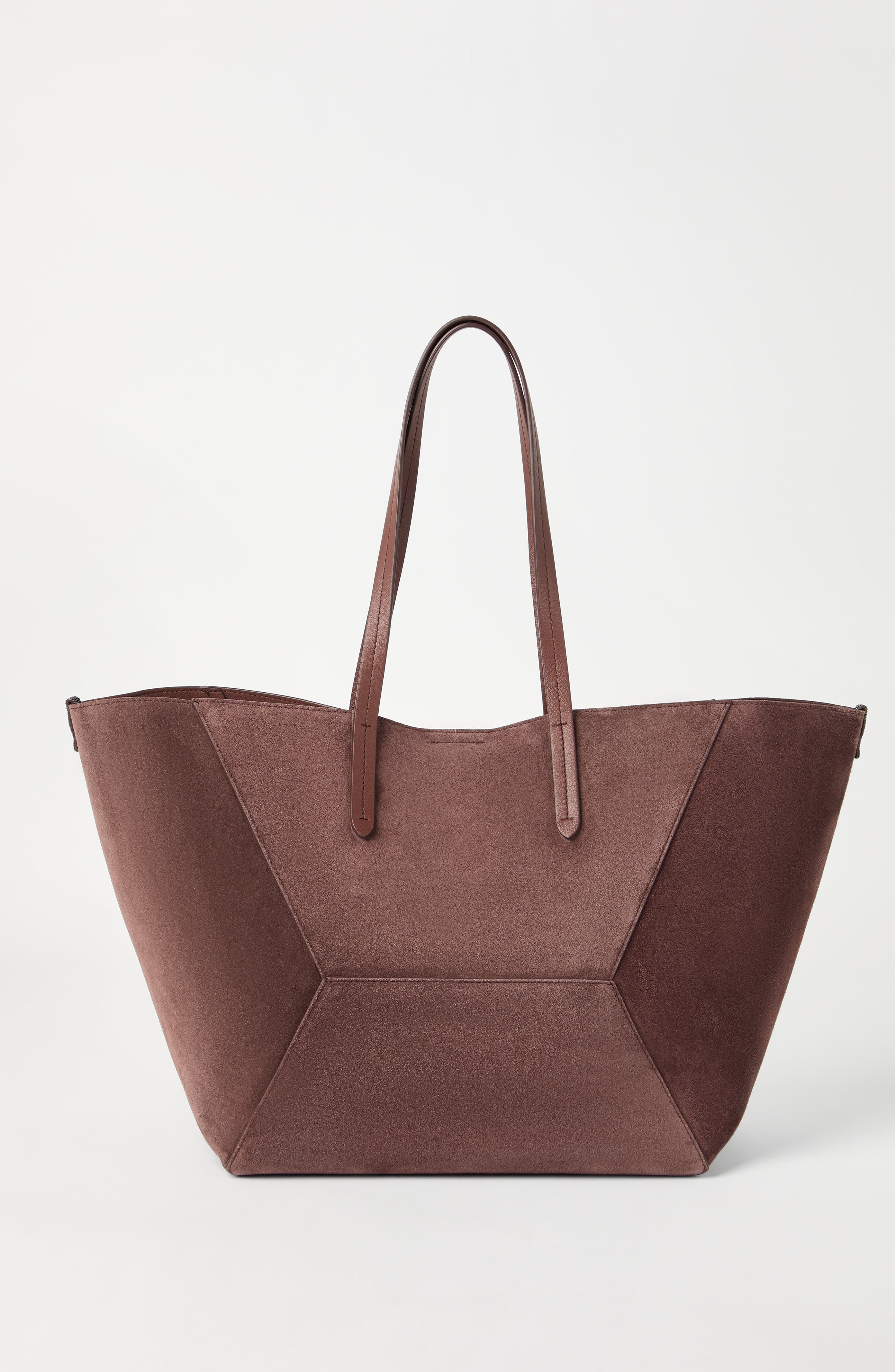 Brunello Cucinelli Suede BC Duo bag, Alternate, color, Burgundy