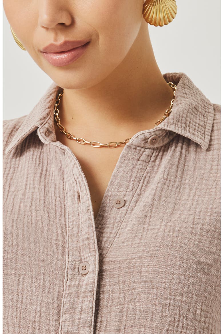 Adele Oversize Cotton Gauze Button-Up Shirt, Alternate, color, LIGHT WICKER