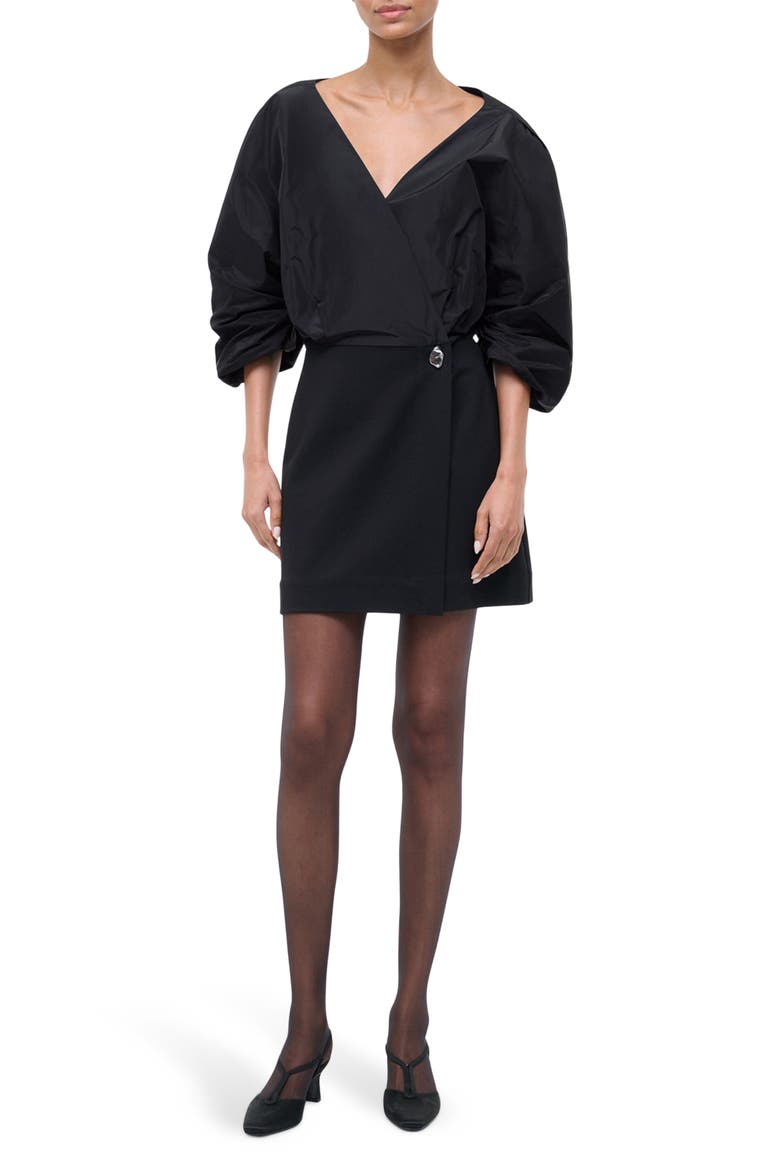 Orion Mixed Media Minidress, Main, color, BLACK