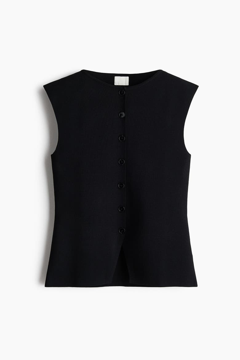 Boat-neck Rib-knit Vest, Main, color, Black