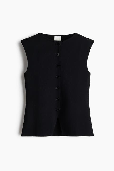 Boat-neck Rib-knit Vest