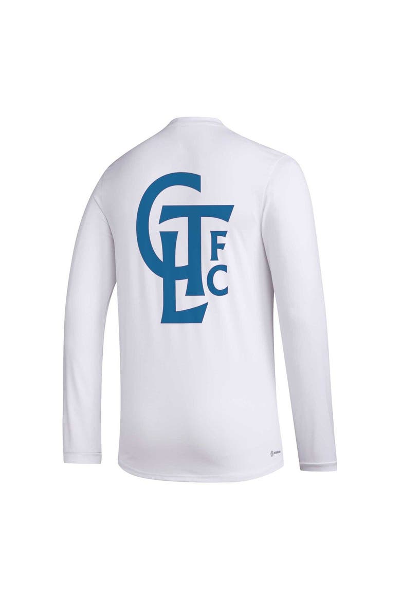 Men's adidas White Charlotte FC Jersey Hook AEROREADY Long Sleeve T-Shirt, Alternate, color, White