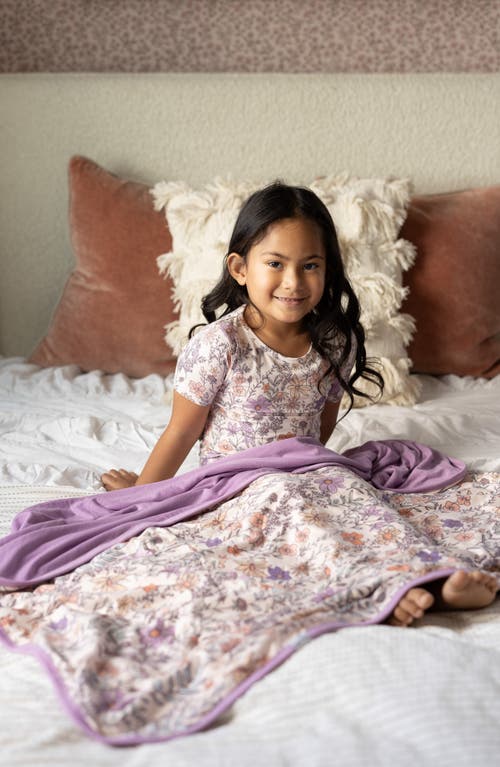 Copper Pearl Flora Reversible 3-layer Quilted Blanket In Purple