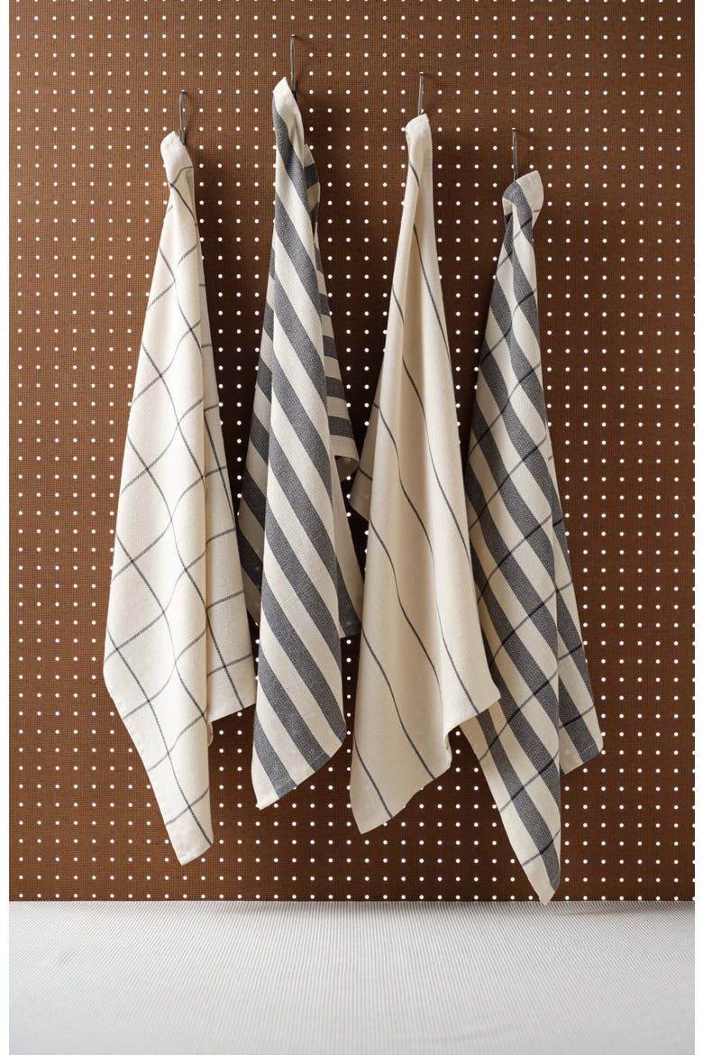 Kitchen Towels - Cotton Flat Weave Set - Set of 4, Alternate, color, Charcoal