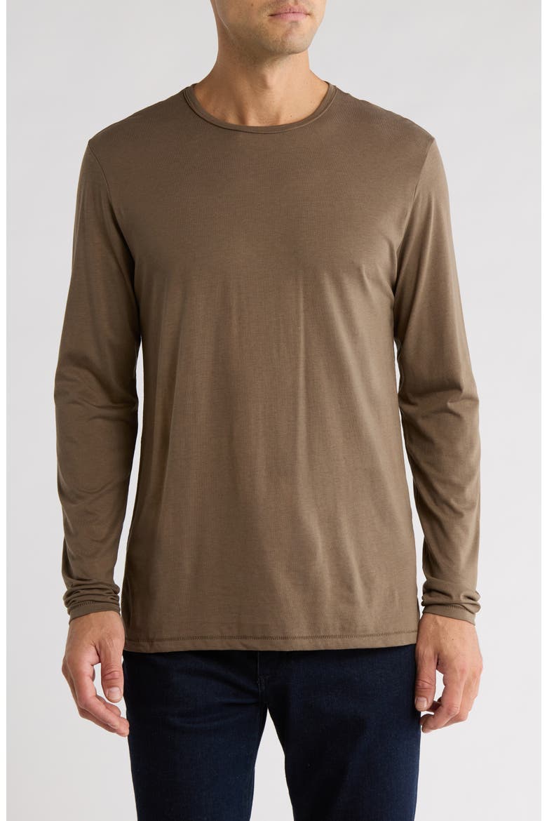 Long Sleeve Crewneck T-Shirt, Main, color, DARK STONE