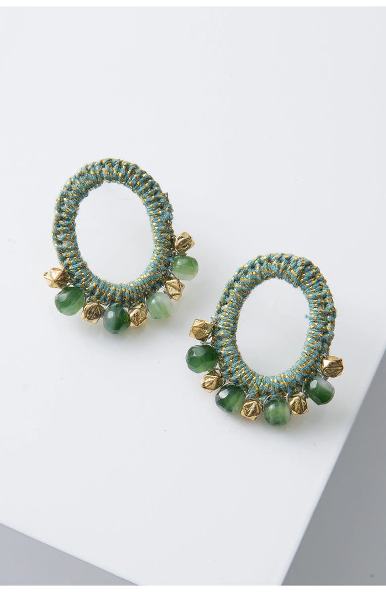 Noonday Collection Anjana Crochet Midi Earrings, Main, color, Green