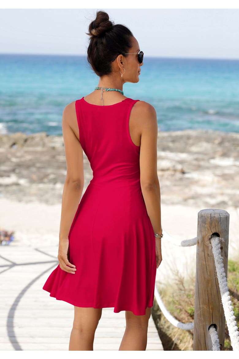 Sleeveless Wrap Look Dress, Alternate, color, Red