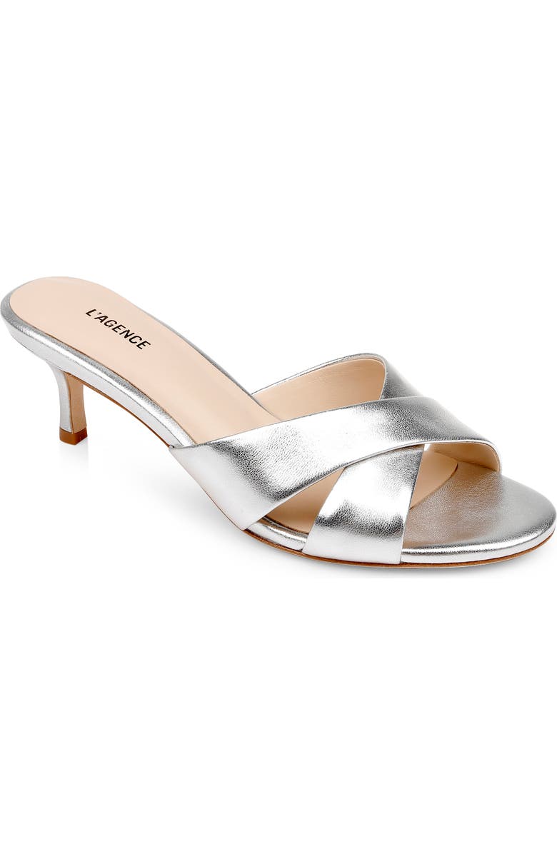 L'AGENCE Aveline Slide Sandal, Main, color, Silver
