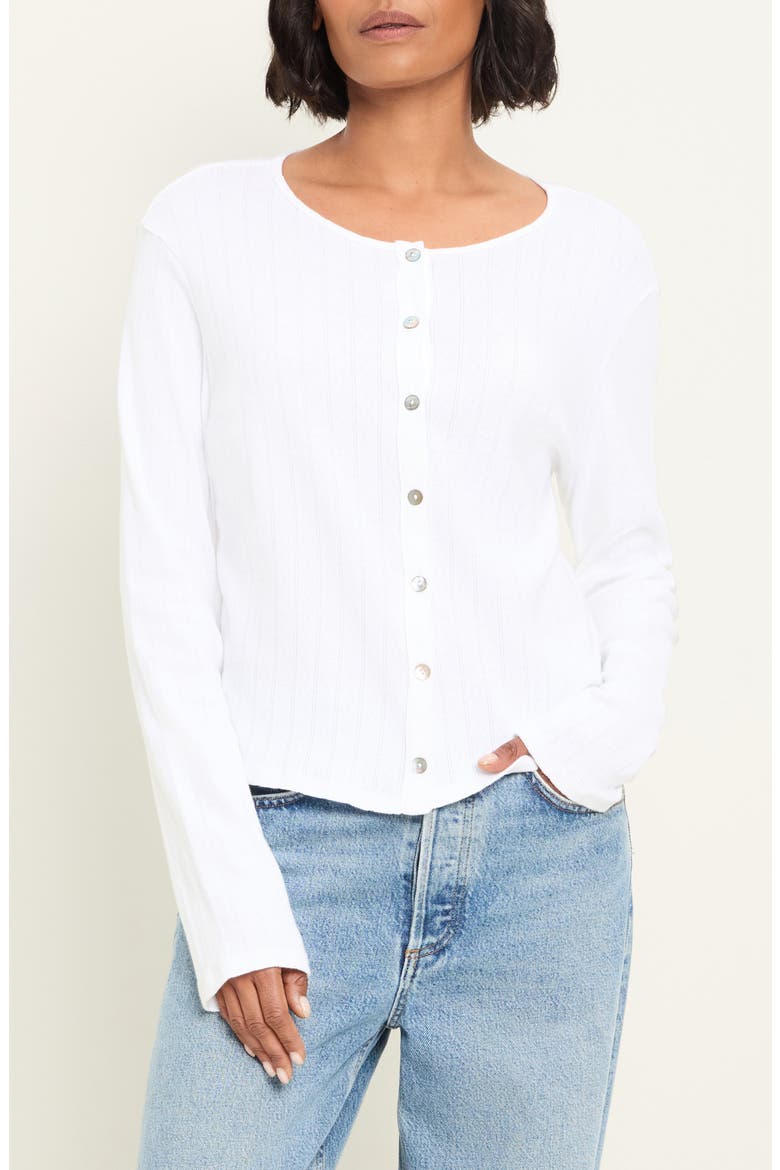 Mackenzie Pointelle Cardigan, Alternate, color, WHITE