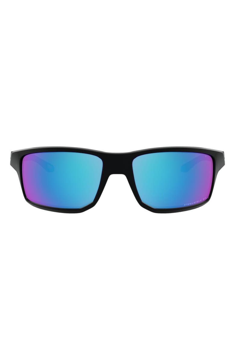 Oakley Gibston 61mm Polarized Wrap Sunglasses, Main, color, Matte Black/ Prizm Sapphire