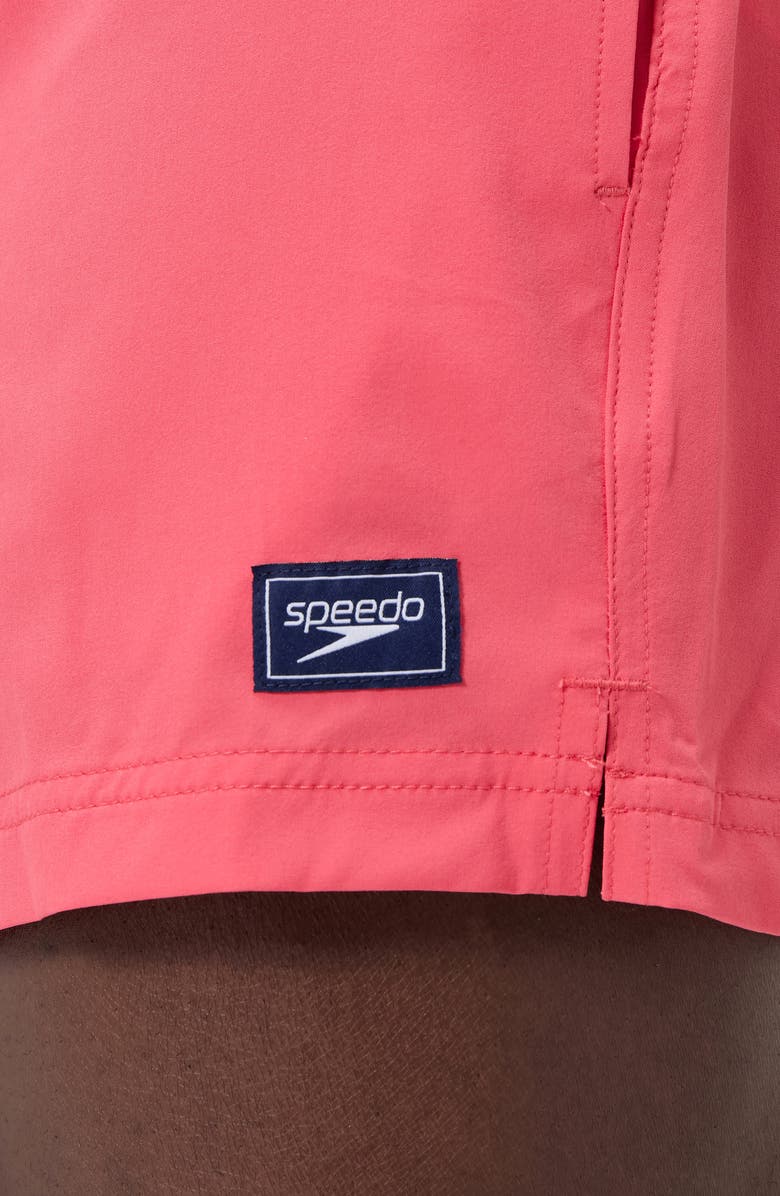Speedo<sup>®</sup> Redondo Edge Colorblock Volley Swim Trunks, Alternate, color, Coral