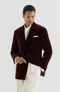 Brunello Cucinelli Cotton chalk stripe velvet one-and-a-half breasted tuxedo jacket with peak lapels